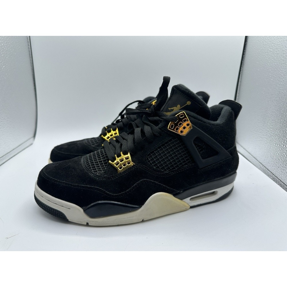 Nike Air Jordan 4 Retro Royalty Black Gold Men's Size 9 2017 Sneakers